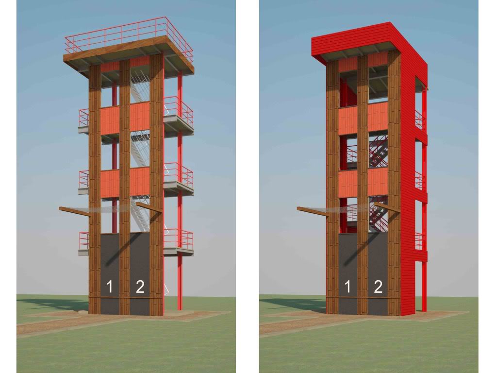Учебно-тренировочная стационарная башня на 2 дорожки  (НЕ разборная)