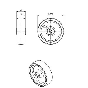 Колесо к огнетушителю ОУ (пластиковый обод), диаметр 125 мм.